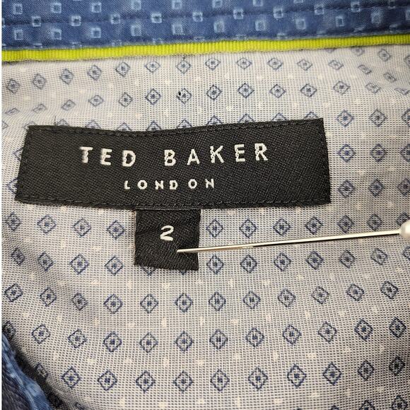 TED BAKER LONDON BUTTON-UP DRESS SHIRT – LONG SLEEVE – SIZE MEDIUM – DARK DENIM - Picture 5 of 16